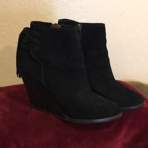 Frye suede booties with tassels. OBO